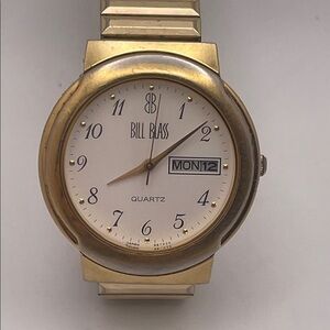 Bill Blass Gold Quartz Watch with White Dial